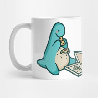 Cute dino with pizza, dinosaur Mug